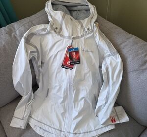 Columbia Women's White Waterproof Outdry Extreme Membrane Hooded Jacket Large